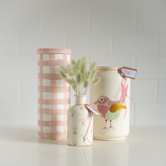 Bunny tails in hand painted vase