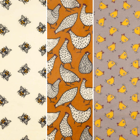 Beeswax Wraps - Chickens and Bees (Starter Set 3 Pack)