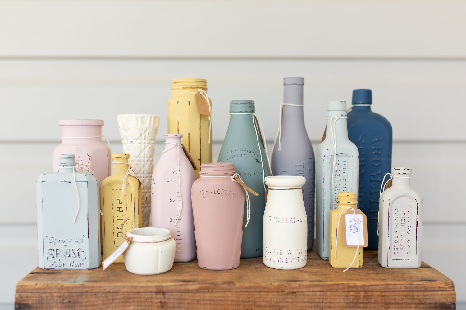 Vintage painted bottles