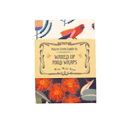 Beeswax Wraps - Jocelyn Proust - Rosella/Orange Blossom (2 Pack Lunchbox Set)