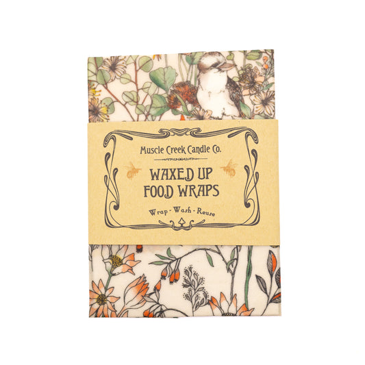 Beeswax Wraps - Scenic Route - Native Animals/Orange Flowers (2 Pack Lunchbox Set)
