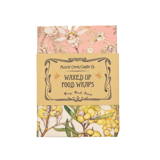 Beeswax Wraps - May Gibbs - Flannel Flowers/Blossom Babies (2 Lunchbox Set)