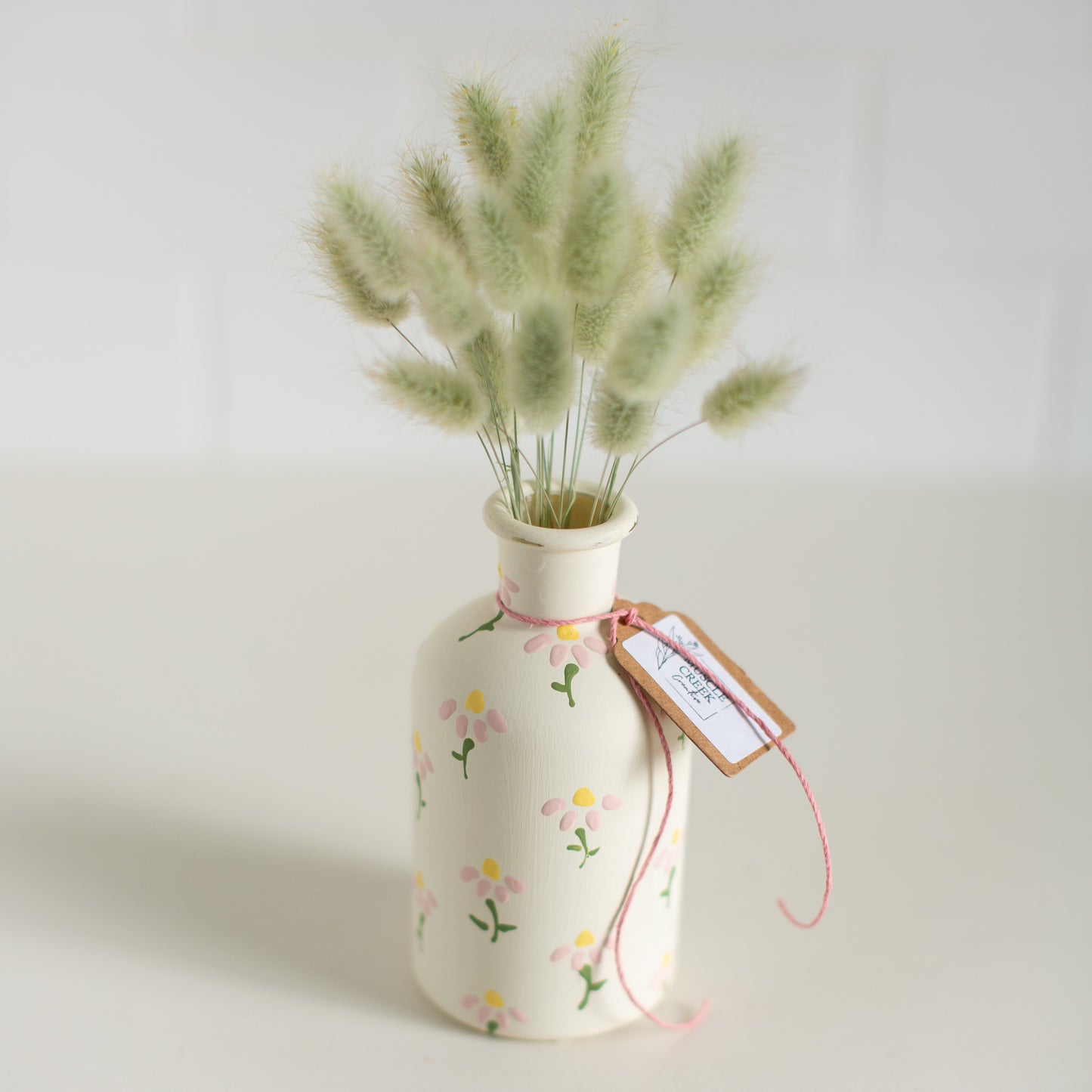 Bunny tails in hand painted vase