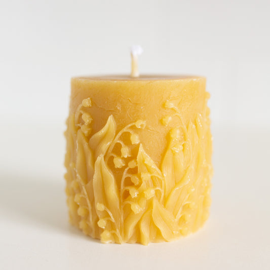 Bellflower Pillar Beeswax Candle