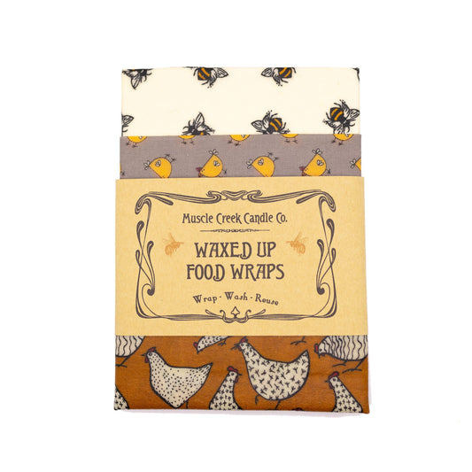 Beeswax Wraps  - Chickens and Bees (Starter Set 3 Pack)
